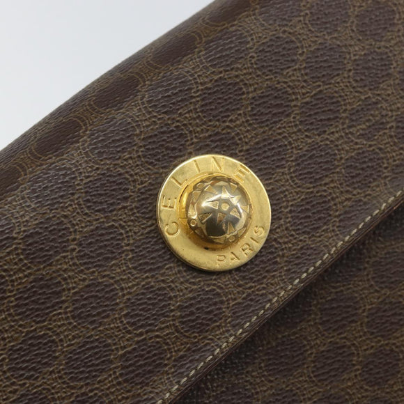 CELINE Macadam Canvas Hand Bag PVC Leather Brown Gold Auth 159824