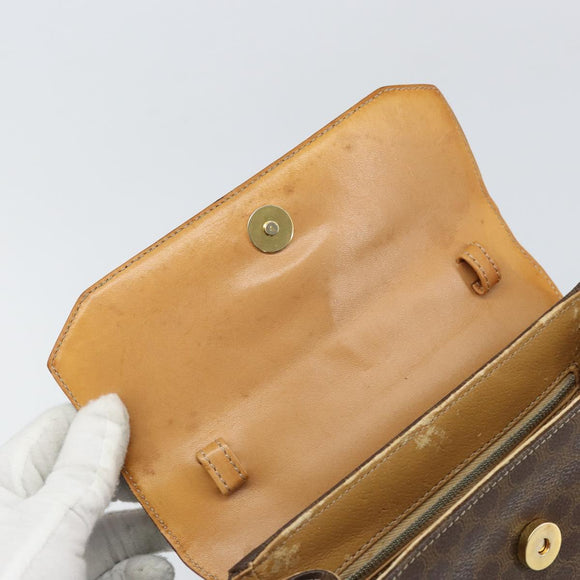 CELINE Macadam Canvas Hand Bag PVC Leather Brown Gold Auth 159824