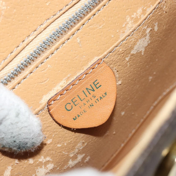 CELINE Macadam Canvas Hand Bag PVC Leather Brown Gold Auth 159824