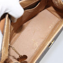 CELINE Macadam Canvas Hand Bag PVC Leather Brown Gold Auth 159824-10