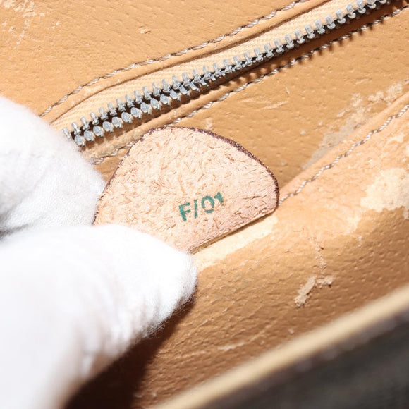 CELINE Macadam Canvas Hand Bag PVC Leather Brown Gold Auth 159824