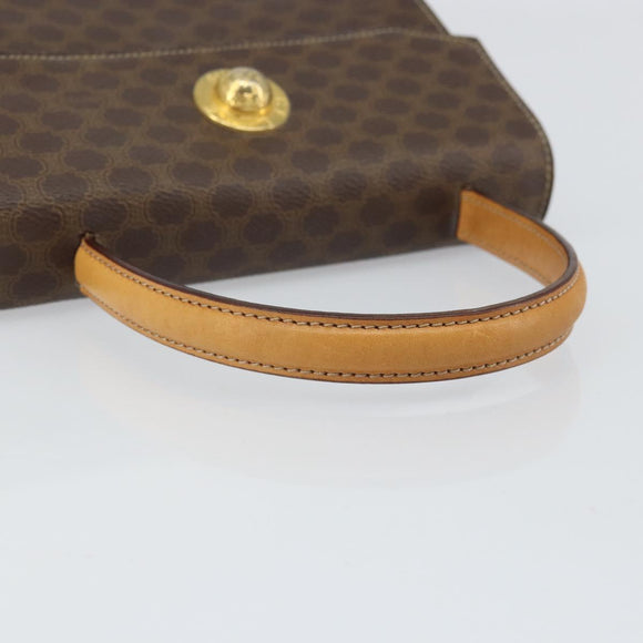 CELINE Macadam Canvas Hand Bag PVC Leather Brown Gold Auth 159824