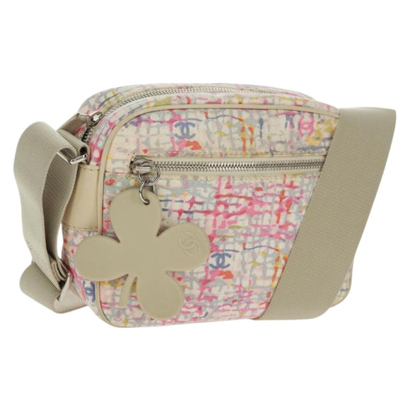 CHANEL Shoulder Bag Canvas Multicolor Silver CC Auth 159826V
