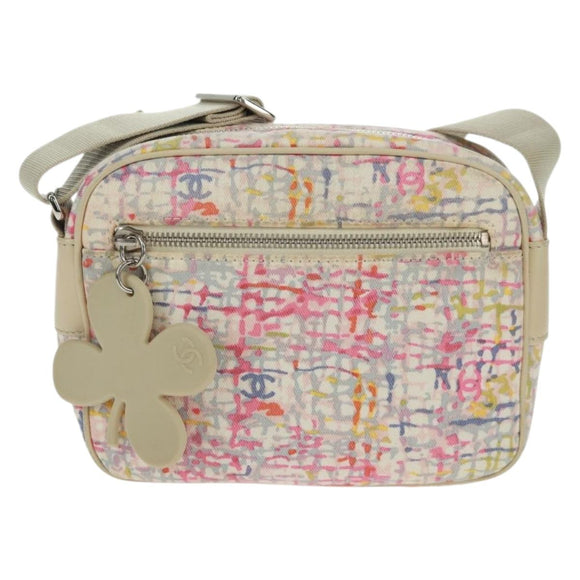 CHANEL Shoulder Bag Canvas Multicolor Silver CC Auth 159826V