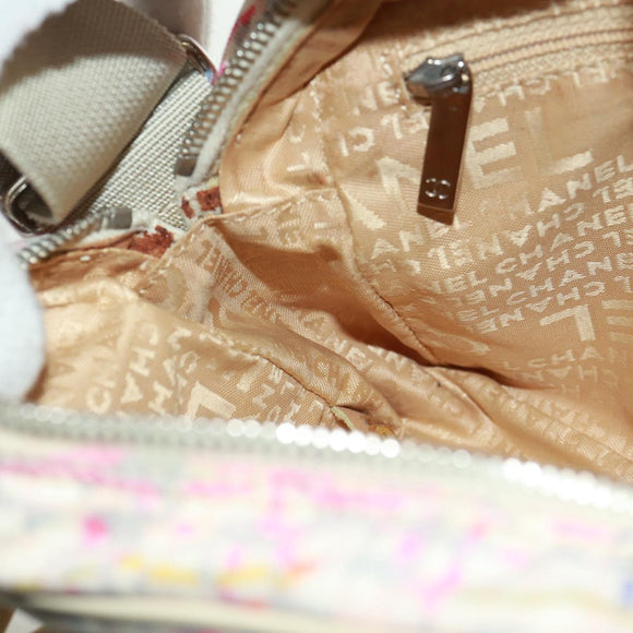 CHANEL Shoulder Bag Canvas Multicolor Silver CC Auth 159826V