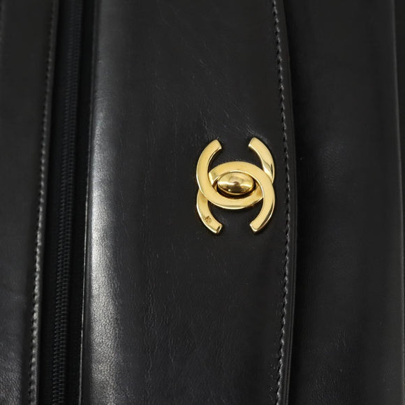 CHANEL Matelasse Chain Shoulder Bag Lamb Skin Black Gold CC Auth 159827SAV
