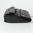 CHANEL Matelasse Ketting Schoudertas Lamsleer Zwart Goud CC Auth 159827SAV-3