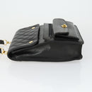 CHANEL Matelasse Chain Shoulder Bag Lamb Skin Black Gold CC Auth 159827SAV-4