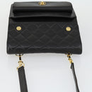 CHANEL Matelasse Ketting Schoudertas Lamsleer Zwart Goud CC Auth 159827SAV-6