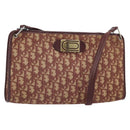 Christian Dior Trotter Canvas Shoulder Bag Red Gold Auth 159831-1