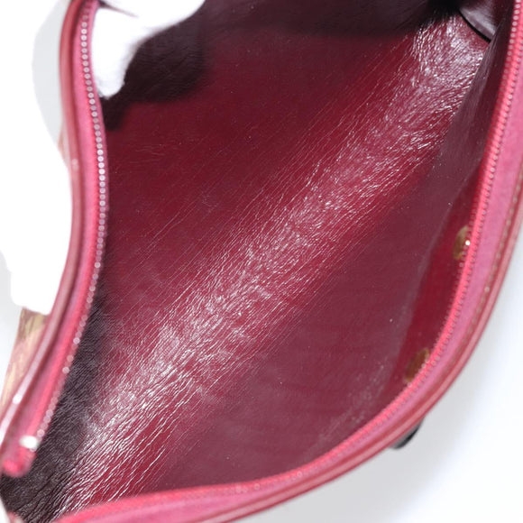 Christian Dior Trotter Canvas Shoulder Bag Red Gold Auth 159831
