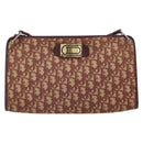 Christian Dior Trotter Canvas Shoulder Bag Red Gold Auth 159831-2