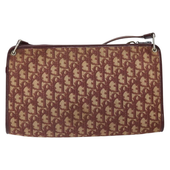 Christian Dior Trotter Canvas Shoulder Bag Red Gold Auth 159831
