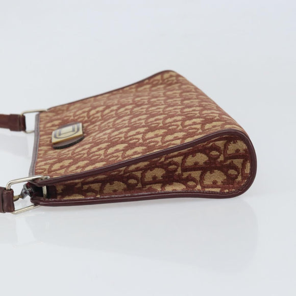 Christian Dior Trotter Canvas Shoulder Bag Red Gold Auth 159831