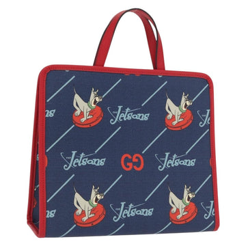 GUCCI Tote Bag PVC Navy Silver 605614 Auth 159842M