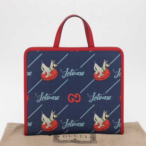 GUCCI Tote Bag PVC Navy Silver 605614 Auth 159842M