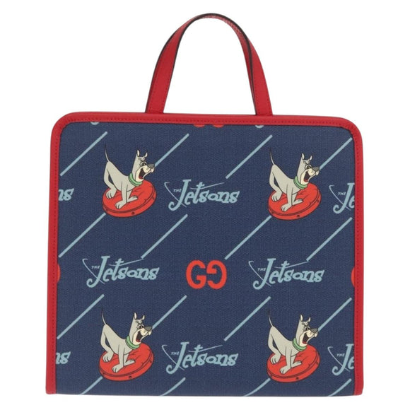 GUCCI Tote Bag PVC Navy Silver 605614 Auth 159842M