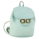 Salvatore Ferragamo Gancini Backpack Suede Green Gold Auth 159843-1