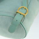 Salvatore Ferragamo Gancini Backpack Suede Green Gold Auth 159843-18