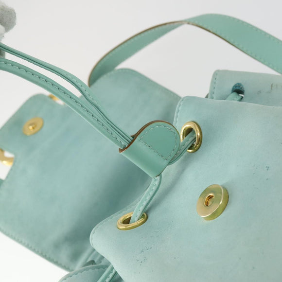 Salvatore Ferragamo Gancini Backpack Suede Green Gold Auth 159843