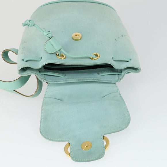 Salvatore Ferragamo Gancini Backpack Suede Green Gold Auth 159843