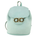 Salvatore Ferragamo Gancini Backpack Suede Green Gold Auth 159843-13