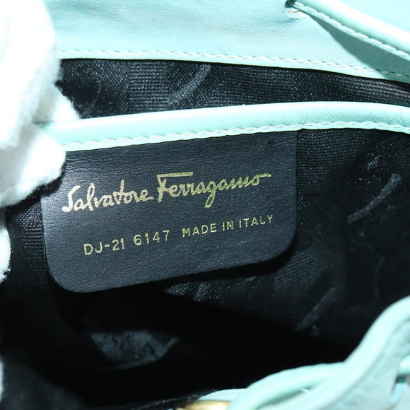 Salvatore Ferragamo Gancini Backpack Suede Green Gold Auth 159843