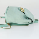 Salvatore Ferragamo Gancini Backpack Suede Green Gold Auth 159843-3