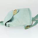 Salvatore Ferragamo Gancini Backpack Suede Green Gold Auth 159843-4