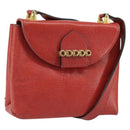 Salvatore Ferragamo Gancini Shoulder Bag Leather Red Gold Auth 159844-1