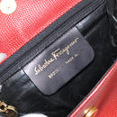 Salvatore Ferragamo Gancini Shoulder Bag Leather Red Gold Auth 159844-12