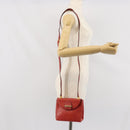 Salvatore Ferragamo Gancini Shoulder Bag Leather Red Gold Auth 159844-22