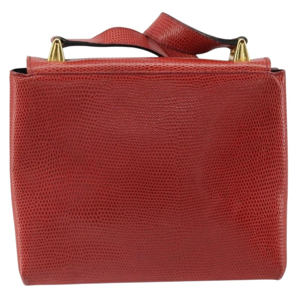 Salvatore Ferragamo Gancini Shoulder Bag Leather Red Gold Auth 159844