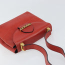 Salvatore Ferragamo Gancini Shoulder Bag Leather Red Gold Auth 159844-6