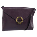 CELINE Circle Shoulder Bag Leather Purple Gold Auth 159845V-1