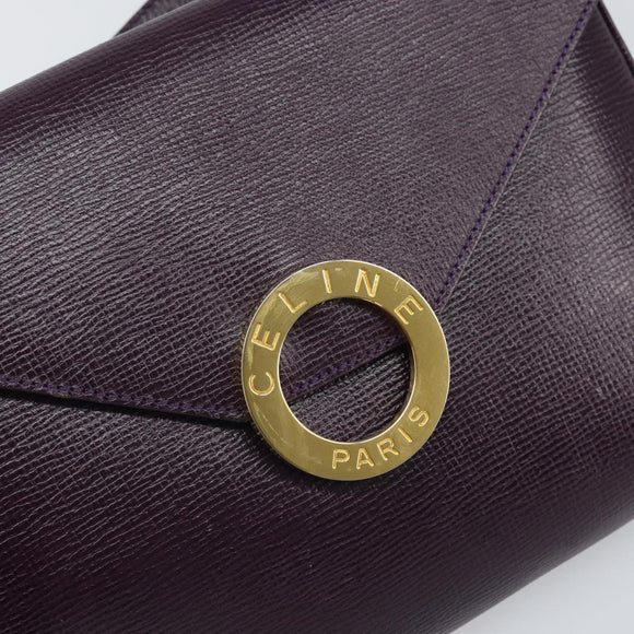 CELINE Circle Schultertasche Leder Lila Gold Auth 159845V