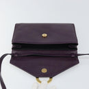 CELINE Circle Shoulder Bag Leather Purple Gold Auth 159845V-16