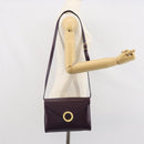 CELINE Circle Shoulder Bag Leather Purple Gold Auth 159845V-23