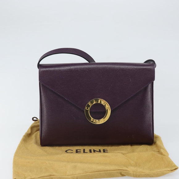 CELINE Circle Schultertasche Leder Lila Gold Auth 159845V