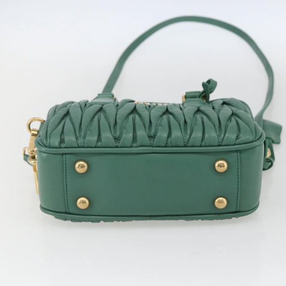 Miu Miu Matelasse Arkady Hand Bag Leather 2way Gold Light green Auth 159849SAM