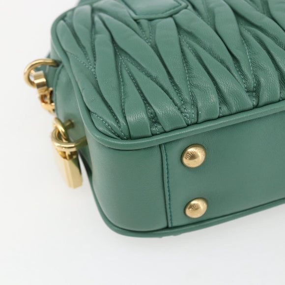 Miu Miu Matelasse Arkady Hand Bag Leather 2way Gold Light green Auth 159849SAM