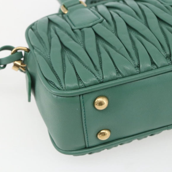 Miu Miu Matelasse Arkady Hand Bag Leather 2way Gold Light green Auth 159849SAM
