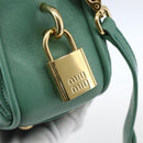 Miu Miu Matelasse Arkady Hand Bag Leather 2way Gold Light green Auth 159849SAM-20