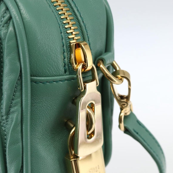 Miu Miu Matelasse Arkady Hand Bag Leather 2way Gold Light green Auth 159849SAM