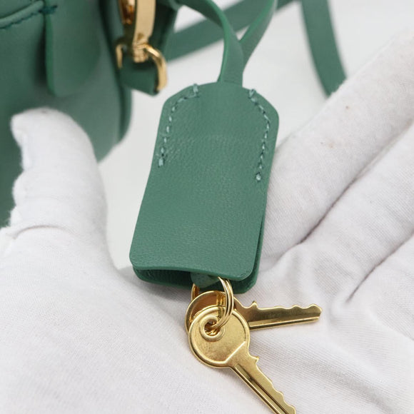 Miu Miu Matelasse Arkady Hand Bag Leather 2way Gold Light green Auth 159849SAM