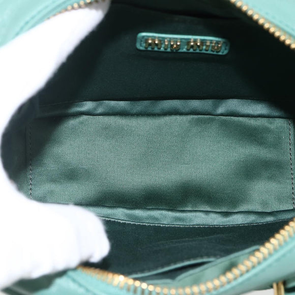 Miu Miu Matelasse Arkady Hand Bag Leather 2way Gold Light green Auth 159849SAM