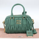 Miu Miu Matelasse Arkady Hand Bag Leather 2way Gold Light green Auth 159849SAM-12
