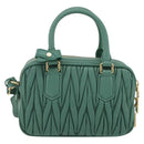 Miu Miu Matelasse Arkady Hand Bag Leather 2way Gold Light green Auth 159849SAM-2