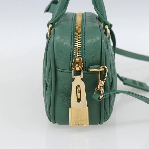 Miu Miu Matelasse Arkady Hand Bag Leather 2way Gold Light green Auth 159849SAM