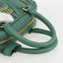 Miu Miu Matelasse Arkady Hand Bag Leather 2way Gold Light green Auth 159849SAM-7